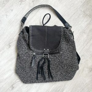 The Sak Avalon Black And Gray Crochet Knit Convertible Backpack!